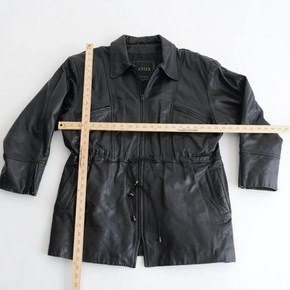 Vintage Danier Black Zip  Up 100% Leather Jacket Size Medium - Picture 4 of 14